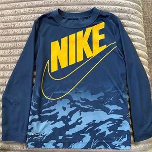 Nike Kids Navy and Yellow Long Sleeve Tee